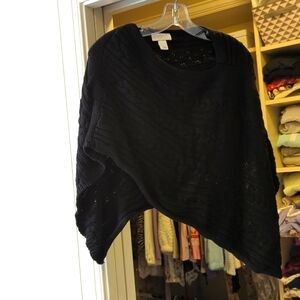 Loft brand black no size cable knit pancho style sweater.